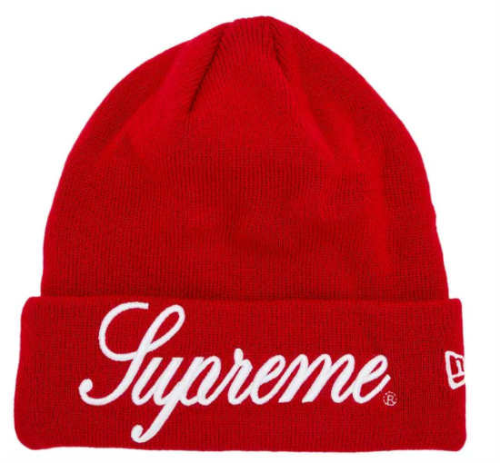 Supreme New Era Script Beanie Red