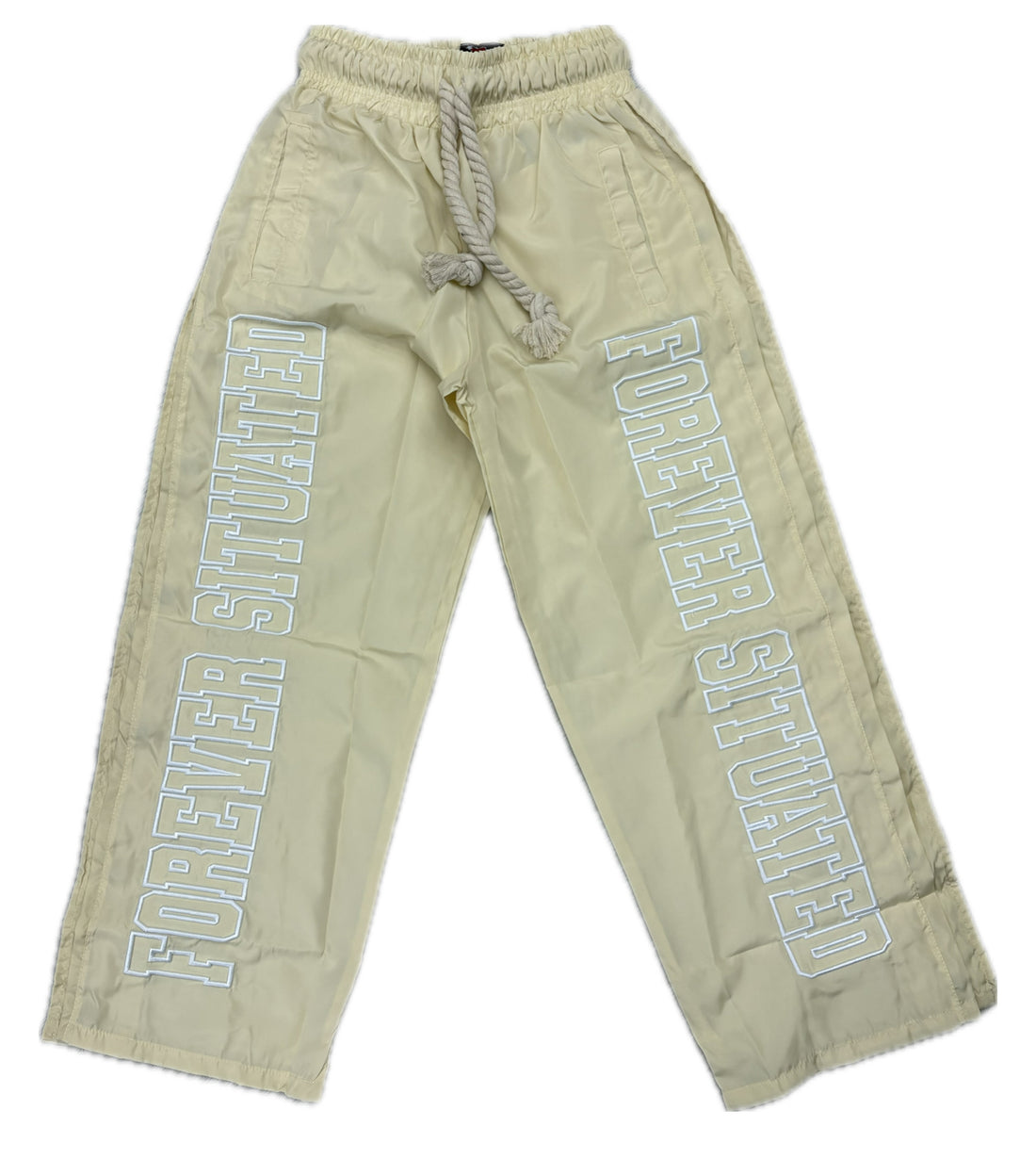 Forever Situated - FS Nylon Track Pants Cream