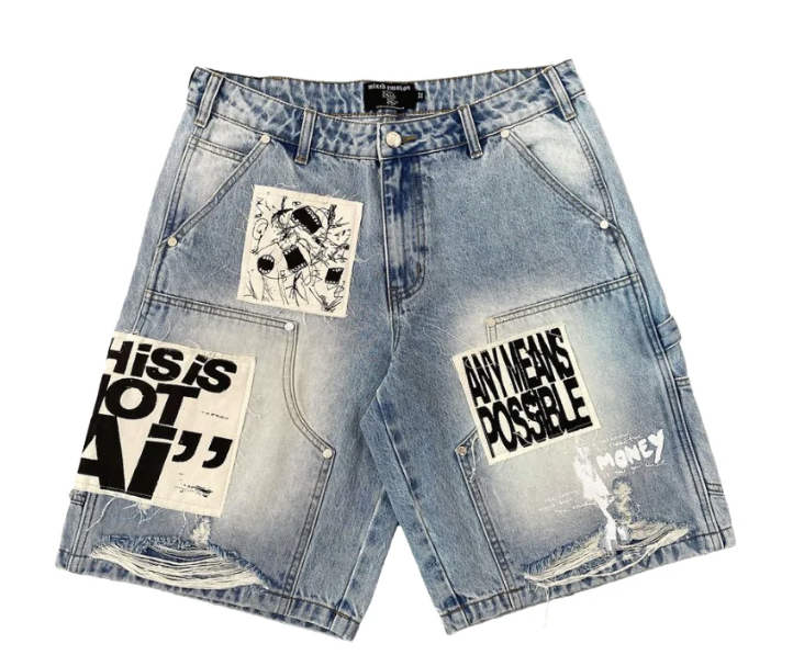 Mixed Emotions 'AI" BLUE Denim Jorts