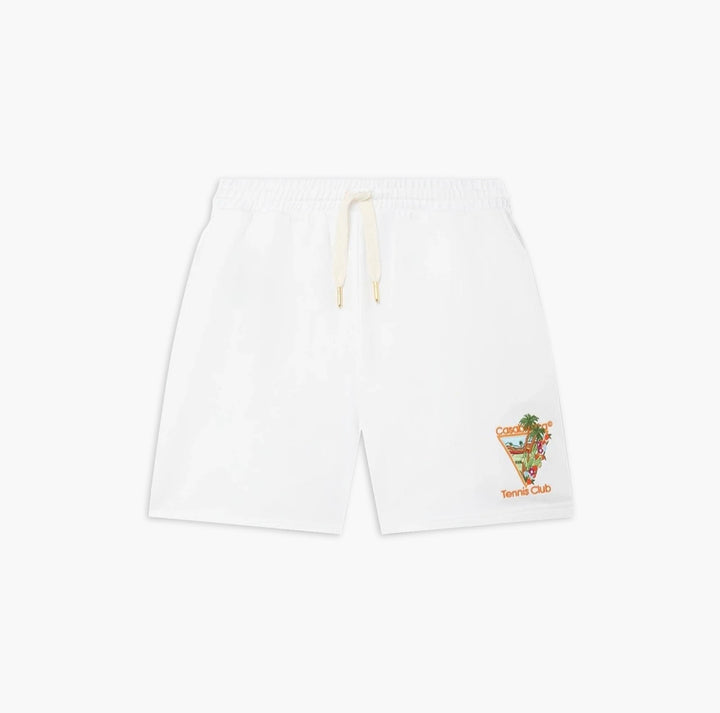 Casablanca Embroidered Sweatshort Tennis Club Icon White Orange