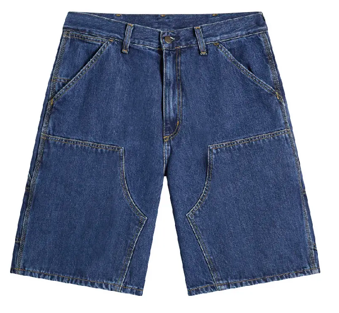 Carhartt WIP Denim Double Knee Shorts Blue Stone Washed