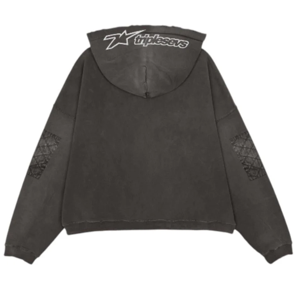 Triple Sevens Moto Zip Up Hoodie Black