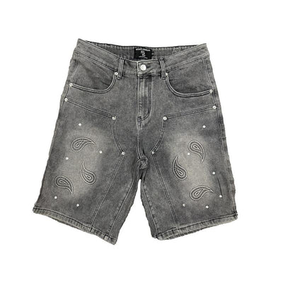 Mixed Emotion Paisley’ Denim Grey Shorts Image