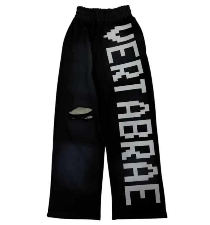 Vertabrae C2 Baggy Distressed Sweatpants Black