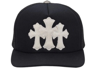 Chrome Hearts White Cemetary Cross CH Trucker Hat Black Image