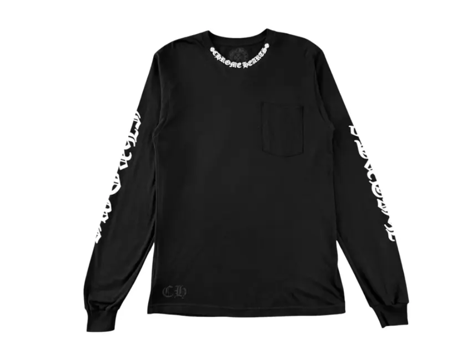 Chrome Hearts Neck Logo Pocket Long-Sleeve Tee 'Black/White'