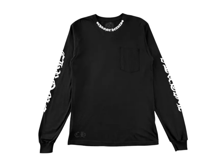 Chrome Hearts Neck Logo Pocket Long-Sleeve Tee 'Black/White'