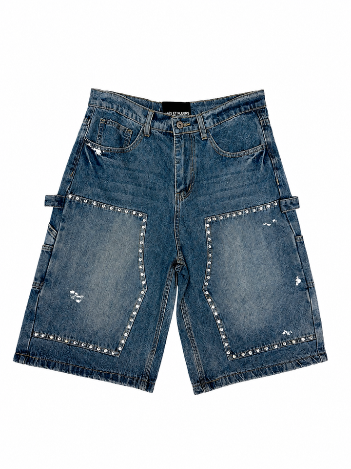 AMIS ET FLEURS Studded Carpenter light blue Shorts