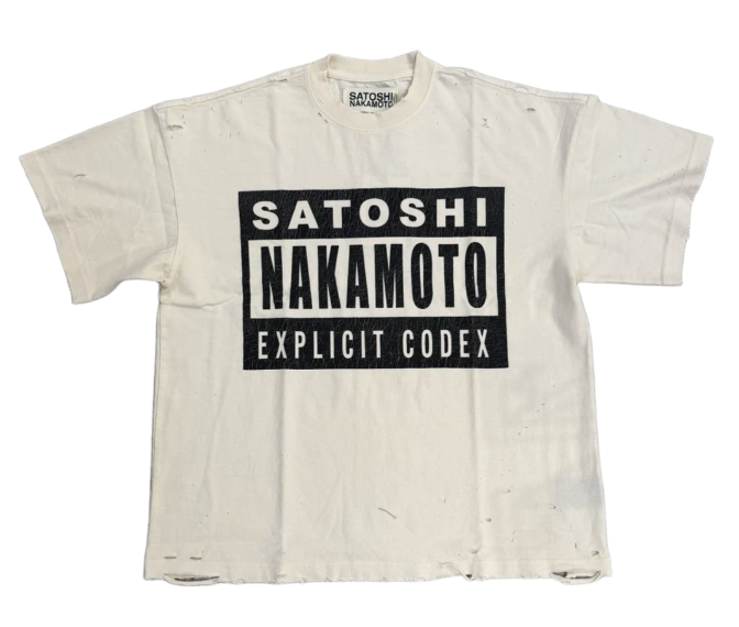 Satoshi Nakamoto Explicit Codex Tee White