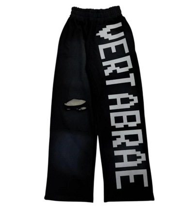 Vertabrae C2 Baggy Distressed Sweatpants Black Image