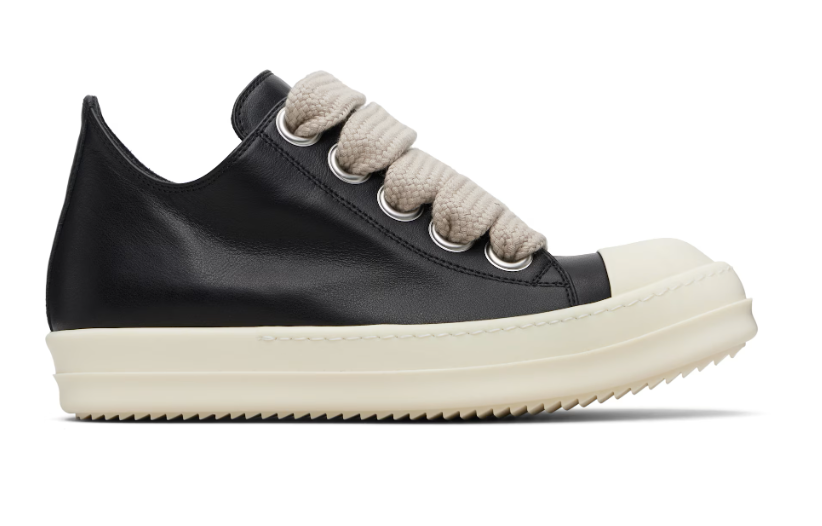 Rick Owens Jumbolace Black leather low top MainLine