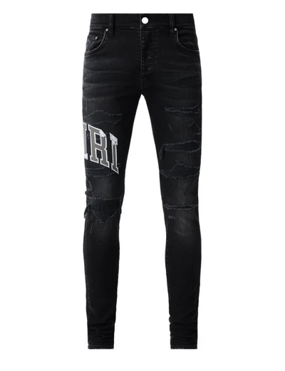 VARSITY LOGO REPAIR AMIRI JEANS VINTAGE BLACK Image
