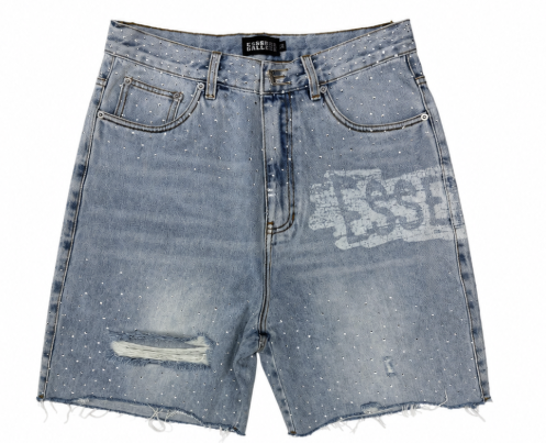 Essense Gallery Crystal Studded Denim Shorts