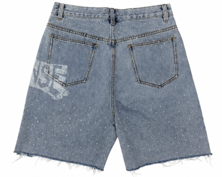 Essense Gallery Crystal Studded Denim Shorts