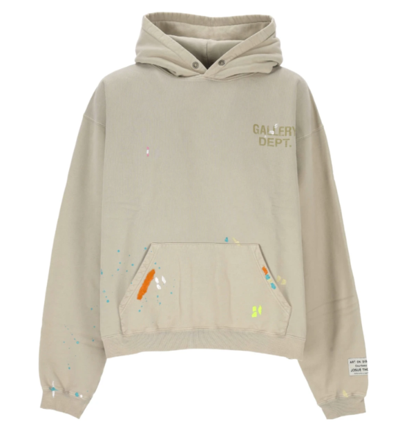 gallery dept beige paint splatter hoodie