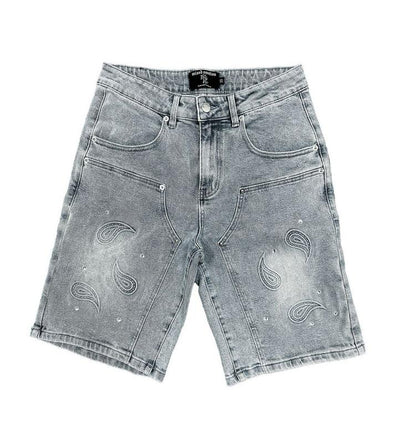 Mixed Emotions Paisley Denim Shorts Blue Image