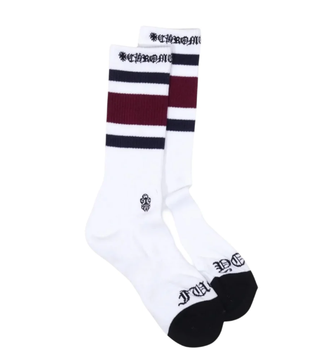 Chrome Hearts Sport Striped Socks White/Burgundy/Navy