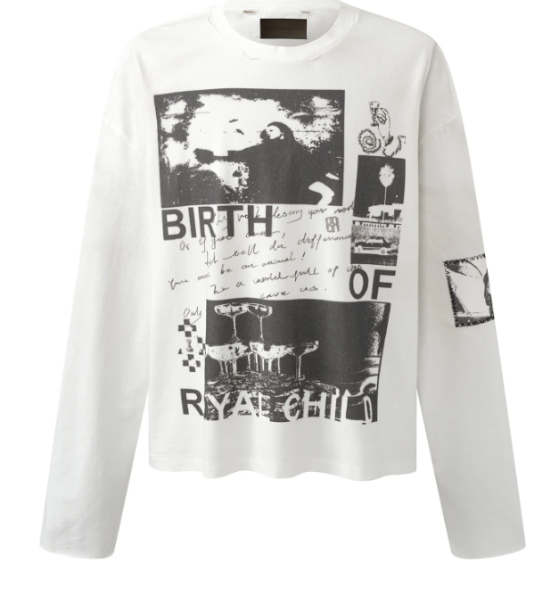 Birth of Royal Child 90s Hollywood Long Sleeve Tee WHT