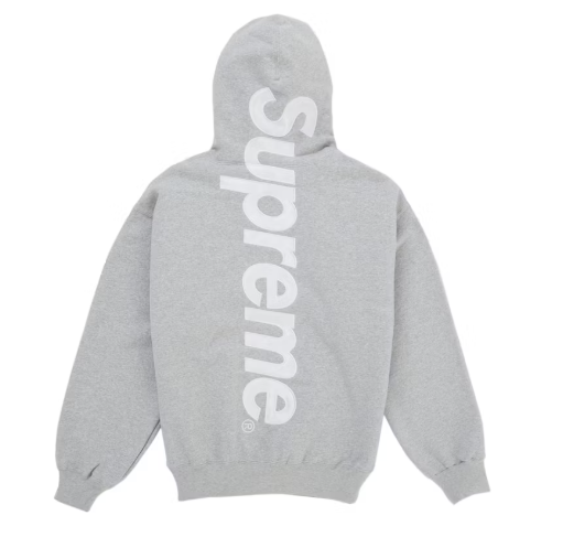 Supreme Satin Applique Hooded Sweatshirt Grey