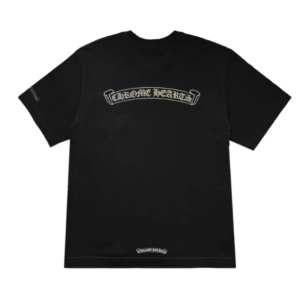 Chrome Hearts Silver Glitter Laser Scroll Short Sleeve Tee