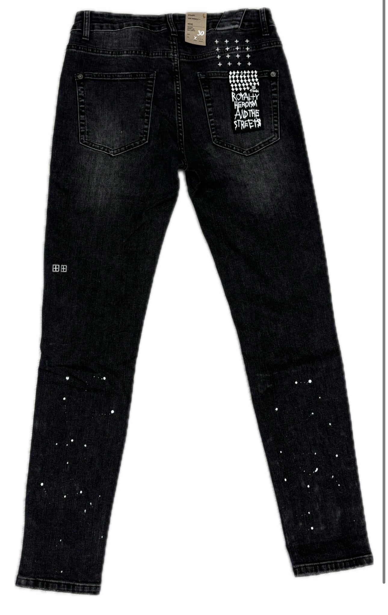 Ksubi Van Wrinkle Black Paint Splatter jeans