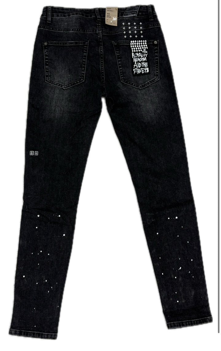 Ksubi Van Wrinkle Black Paint Splatter jeans