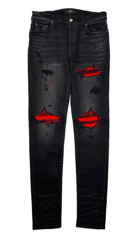 Amiri MX1 Suede Jean Vintage Black Red