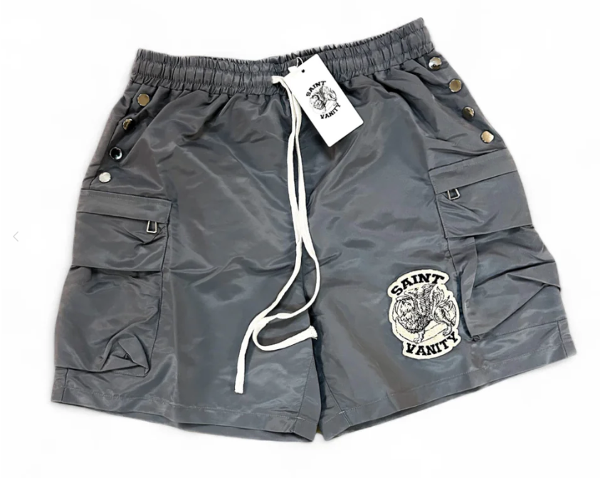SAINT VANITY CARGO NYLON SHORTS GREY
