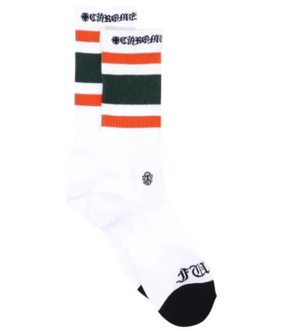 Chrome Hearts Miami Stripe Socks Green/Orange/White