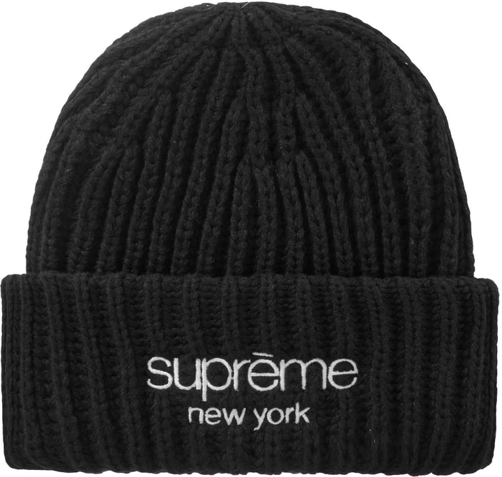 Supreme Classic Logo Chunky Ribbed Beanie Black