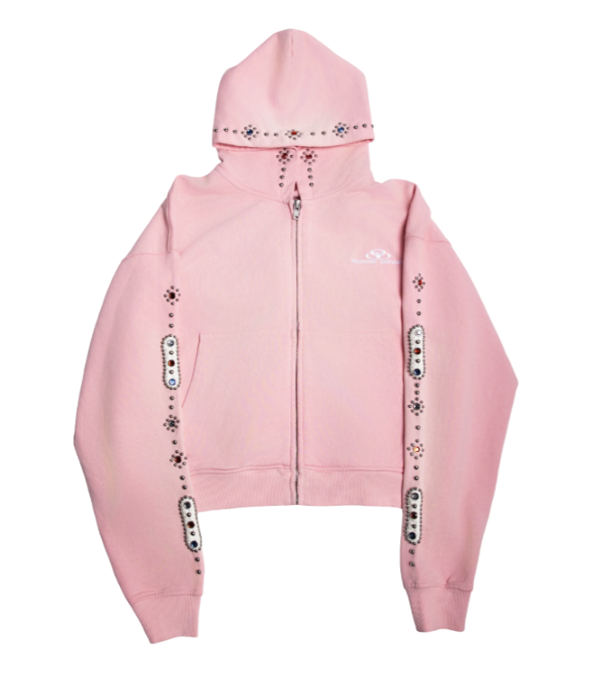 Japanese Sorrows Ponder Embellished Zip Up Hoodie