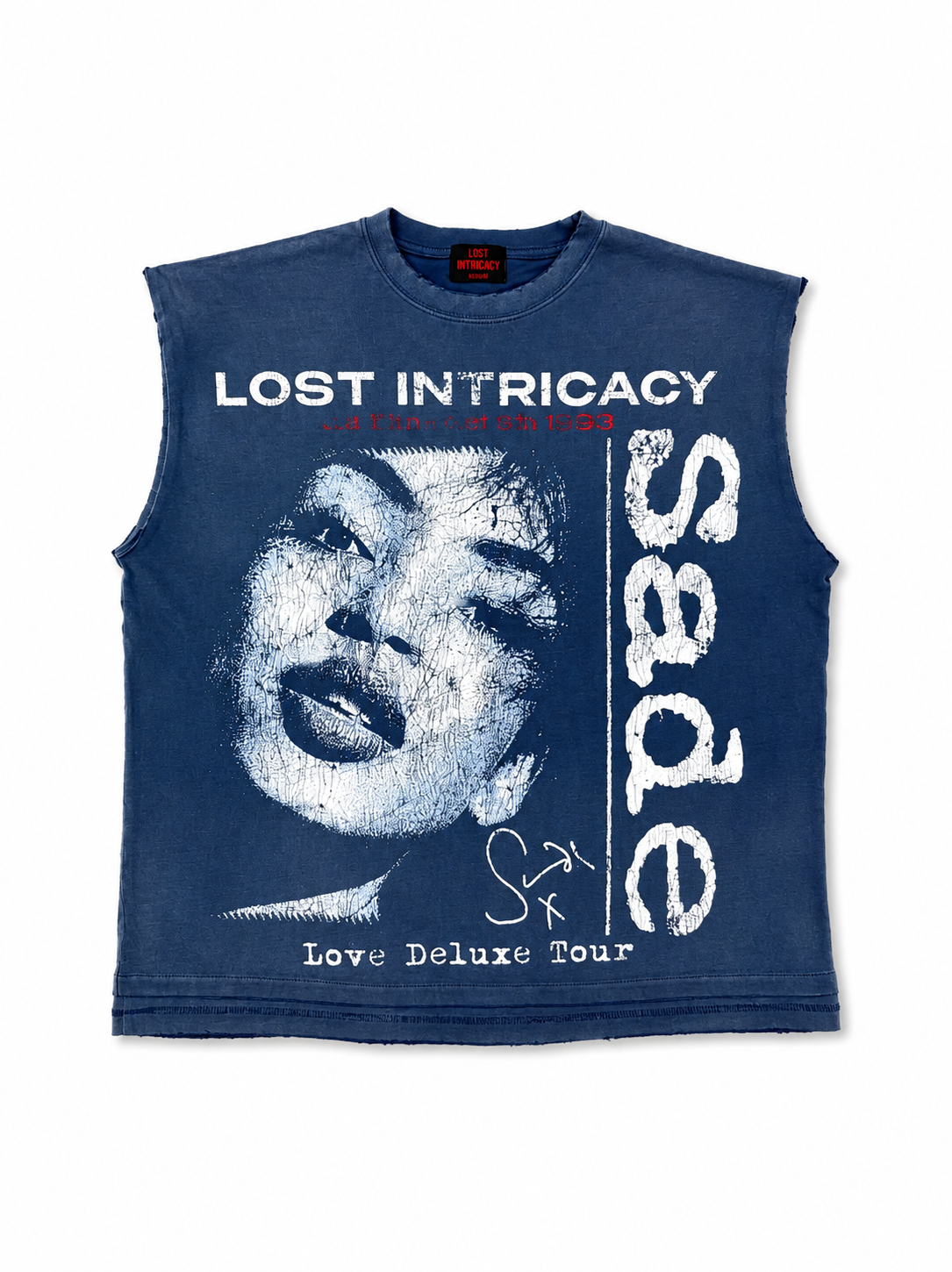 Lost Intricacy 'Sade' Navy Sleeveless Tee