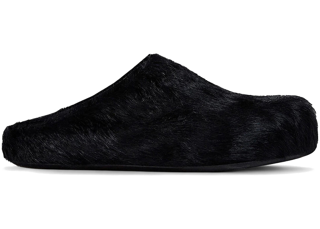 Marni Long Hair Calfskin Fussbett Sabot Mule Black