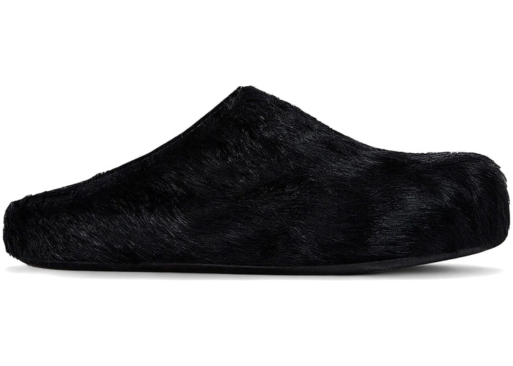 Marni Long Hair Calfskin Fussbett Sabot Mule Black