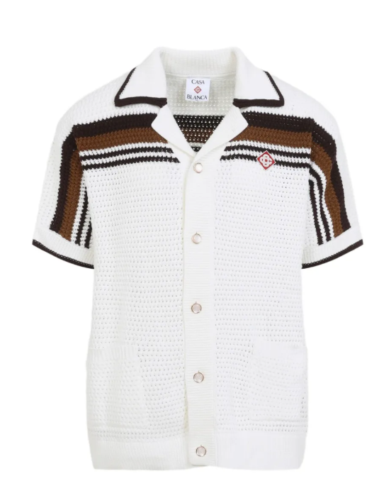 Casablanca crochet-knit brown striped shirt