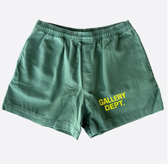 Gallery Dept Green & Yellow Logo Zuma Shorts