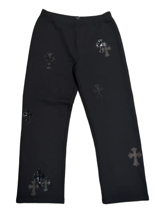 Chrome Hearts Black Cross Patches Black Sweatpants