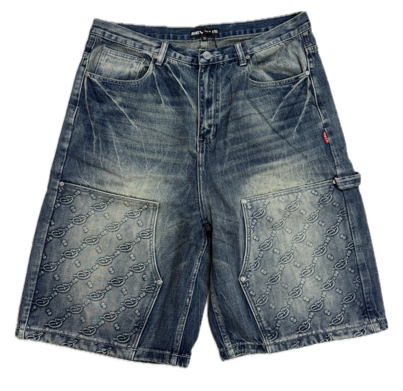 Triple Sevens Monogram Denim Shorts