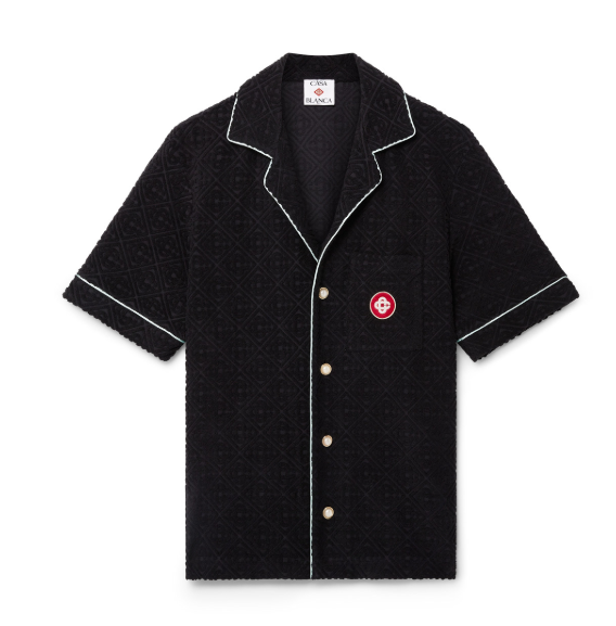 Casa Blanca Monogram Towelling Short Sleeve Shirt