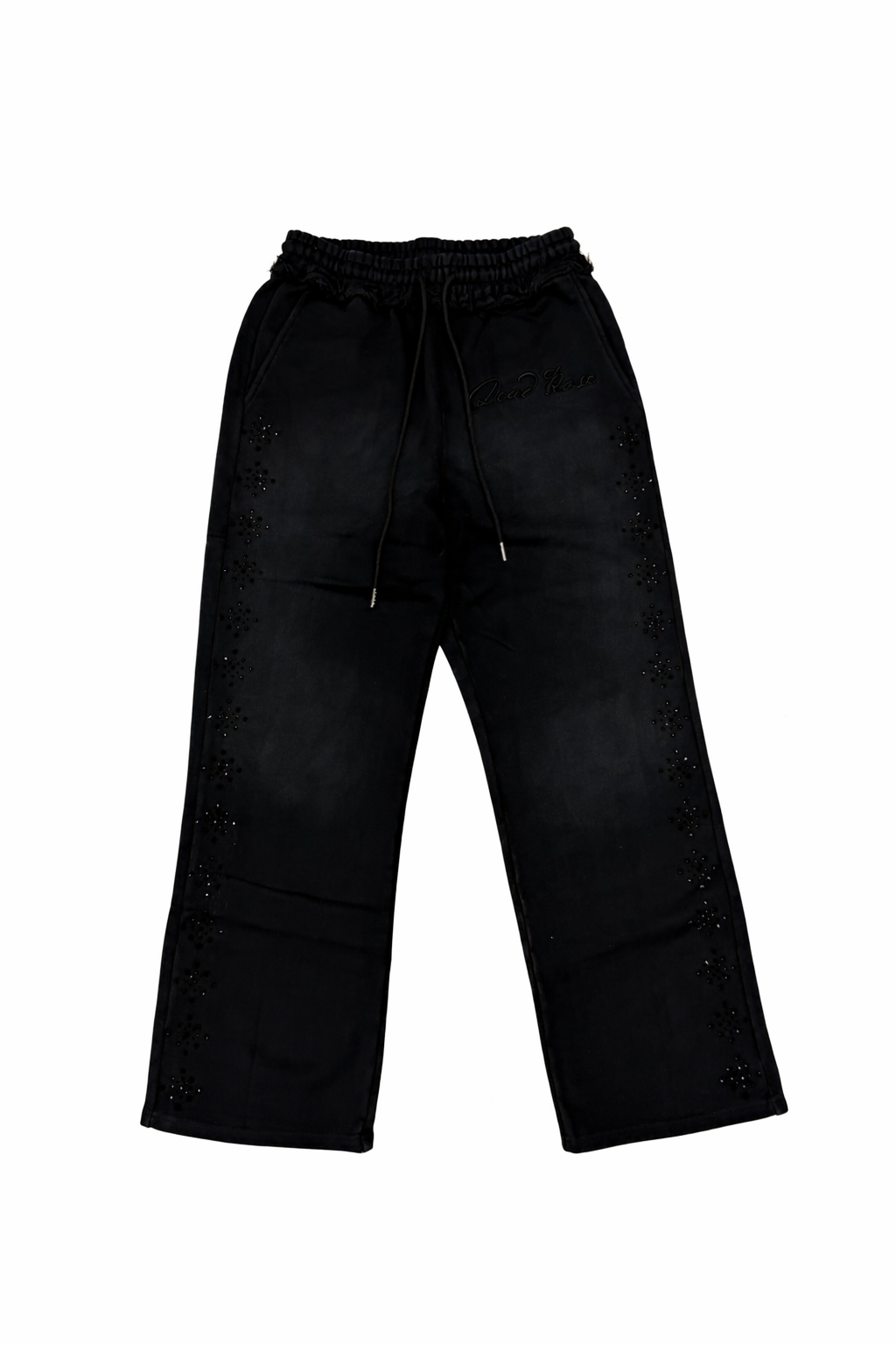 Dead Rose Black Rhinestone Sweats
