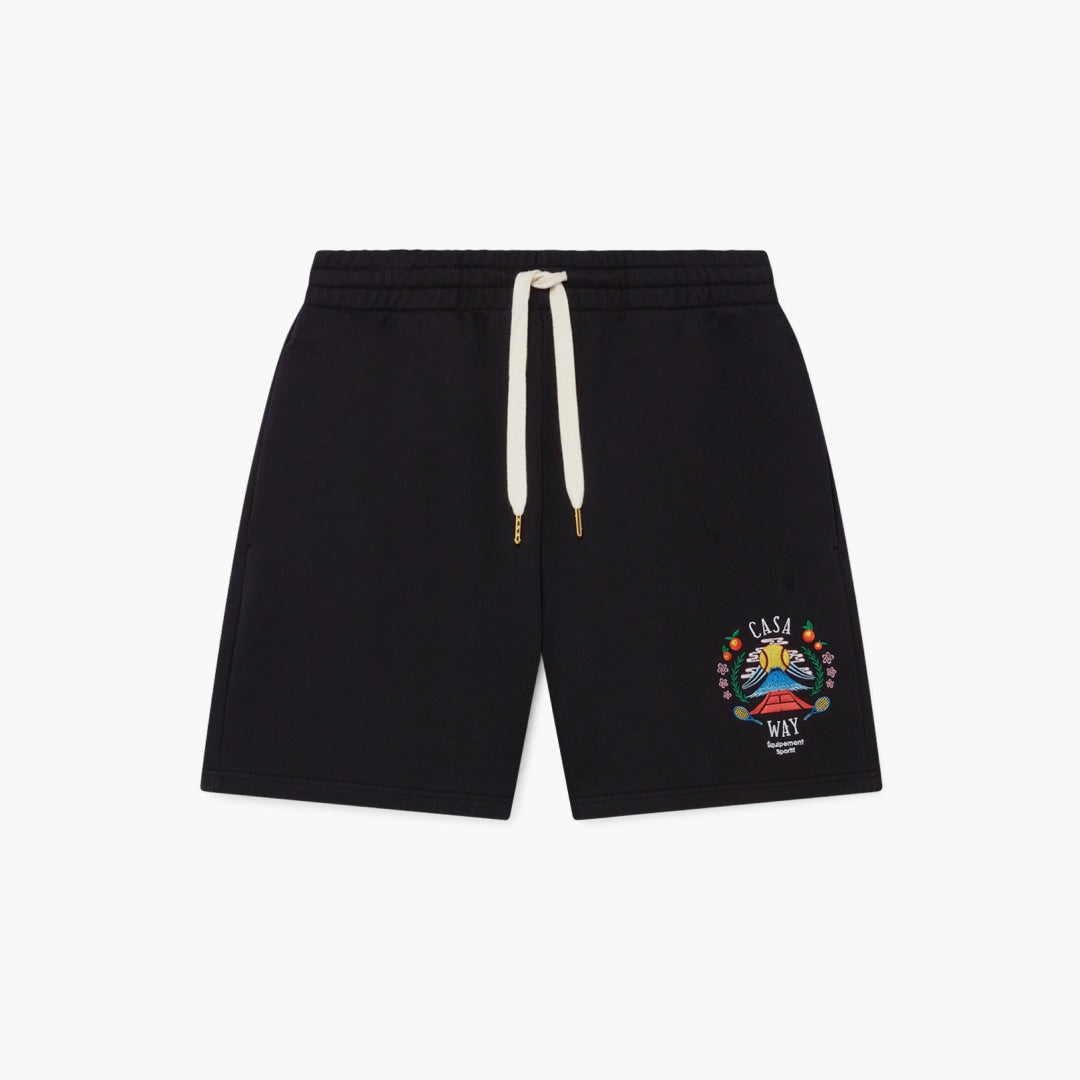 Casa Blanca Casa Way Mountain Embroidered Sweatshorts Black