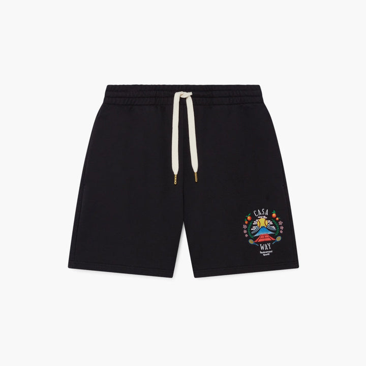 Casa Blanca Casa Way Mountain Embroidered Sweatshorts Black
