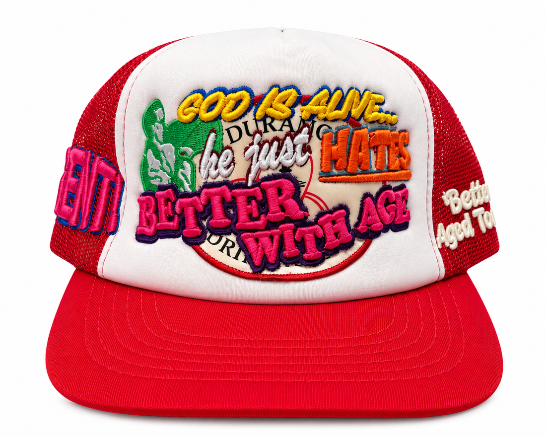Better With Age "REPENT" RED/WHITE Trucker