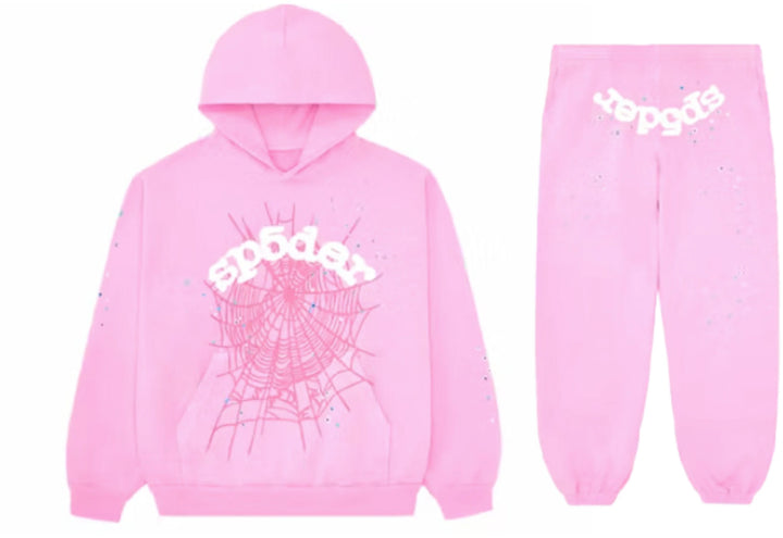 Sp5der Web Hoodie/Sweatpant Set Pink