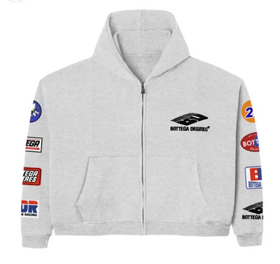 Grey Bottega Desires Patches Hoodie Jacket Image