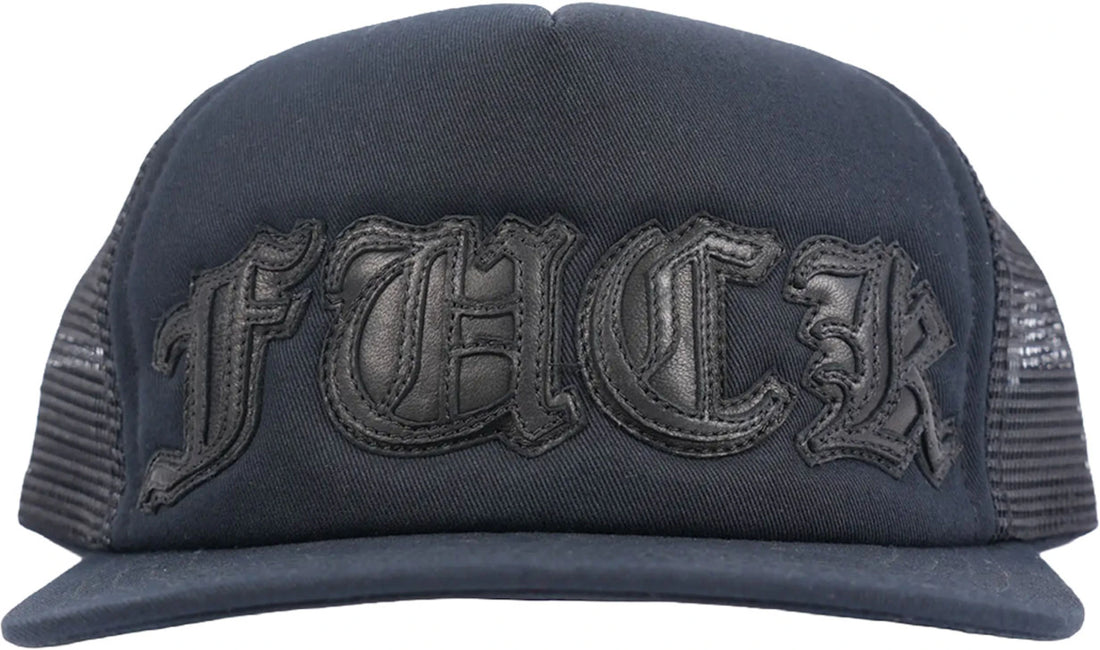 Chrome Hearts FUCK Letter Patch Trucker Cap Black/Black