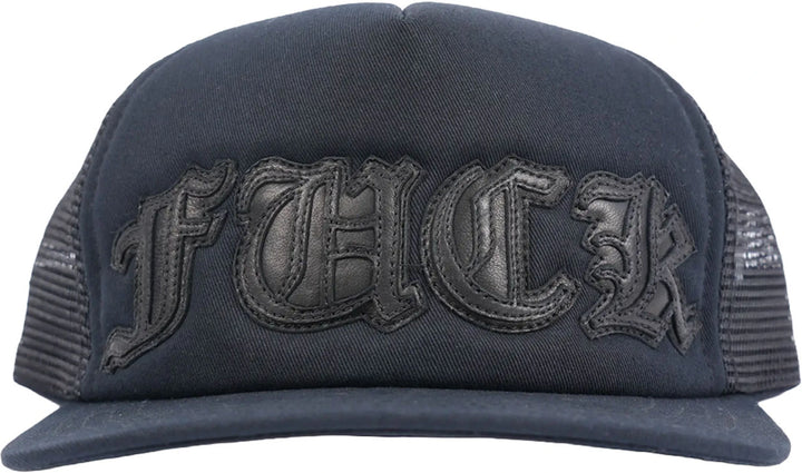 Chrome Hearts FUCK Letter Patch Trucker Cap Black/Black