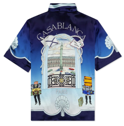 Casablanca Cuban Collar Short Sleeve Archway Place Vendome Blue