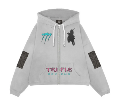 Triple Sevens Moto Vice Zip Up Hoodie Grey Image