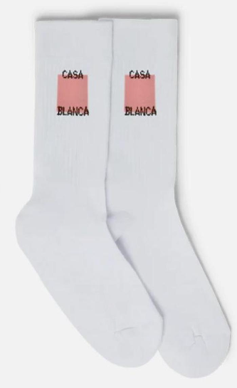 Casablanca Casa Logo Ribbed Sport Sock White Pink